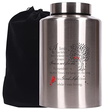 youdear memorials Urne funéraire pour cendres humaines pour adultes – Urne funéraire pour cendres masculines et femmes – Urne funéraire pour cendres humaines pour papa et maman (argent, arbre de vie)