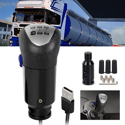 RASTP Palanca de cambios USB American Truck Simulator, perilla de palanca de cambios para juegos ATS y ETS2 compatible con Logitech G27 G29 G920 Thrustmaster TH8A Fanatec SQ, PC Sim Racing Shifter