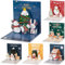Sumairs 3D Weihnachtskarte Pop-Up Karte, 6er-Pack 2024 Weihnachten 3D Grußkarte mit Umschlag, Premium Papier Pop-Up Weihnachtsmann Lebkuchenmann Grußkarte (Blue)