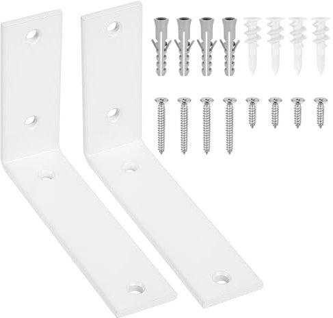 2 STK Regalhalterung weiß, Regalwinkel weiß, Metallwinkel 90 Grad, Schwerlast Regal Wandhalterung Regalbrett Regalträger, Schwimmende Wandregal Halterung für Holzregale Möbel, 150 x 100 x 38 mm