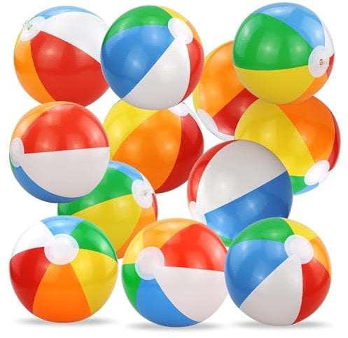 RNBEVANSANNE 13 Pack Rainbow Beach Balls - 30 cm Colorful Inflatable Balls Swimming Pool Toys for Summer Water Games,Beach Theme Party Decorations Party Supplies