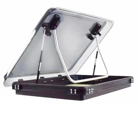 Dachhaube 400 * 400 Dachluke für Wohnwagen Wohnmobil Camper mit Zwangsbelüftung Dachfenster Wohnwagenfenster für Campervan Ausbau Van Fenster Camping Sonnenschirm RV Dachfenster,400×400mm