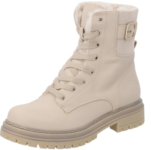 Palado Damen Stiefeletten Natlea - bequeme Boots - warm gefütterte Stiefel - modische Winterschuhe Beige UK7 - EU40