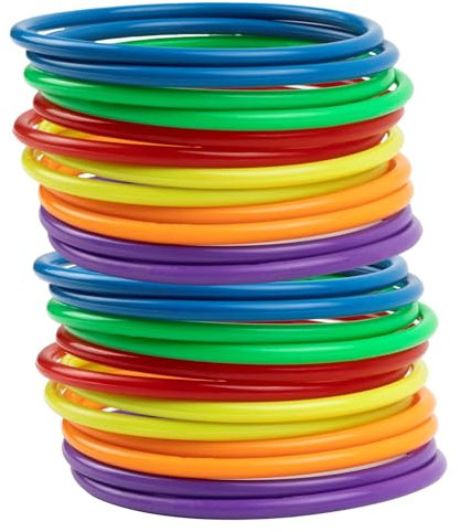 24 Stück Kunststoff Ringe für Toss Spiel, Klein Drinnen Draußen Kinder Target Übungsspiele, Party Favor Spiele, Karneval, Garten (6 Farben-12cm)