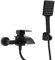 SABUIDDS Wandmontage Badewannenhahn Badewannenarmatur mit Handbrause Wasserfall Badewanne Wasserhahn Einhand-Wannenbatterie Wannenarmatur mit Umsteller Aufputz Badarmatur für Badewanne Schwarz Chrom