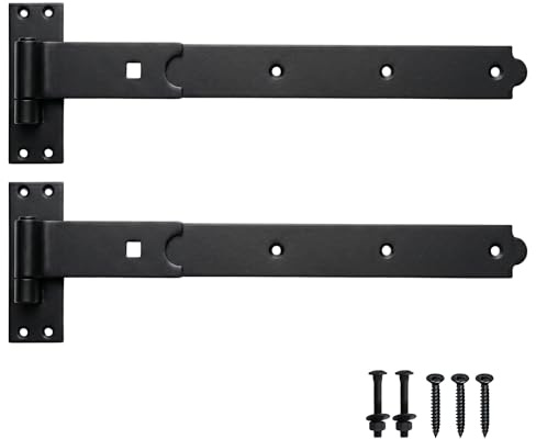 Keypak 400mm Black Heavy Duty Straight Hook & Band Gate Hinge | 16 Galvenised Metal Garden Hook and Band Shed or Outside Door Hardware
