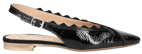 Donna Carolina Damen - Peeptoes & Slingpumps NOVA Cross DOLL in schwarz Lack/Brush