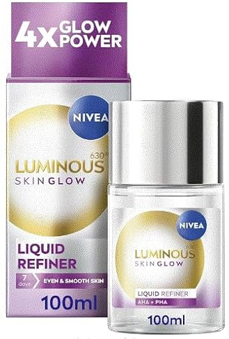 NIVEA Luminous630 Skin Glow Fluid Gesichtsfarbe Ausgleich mit AHA, PHA und Aloe Vera, 100ml