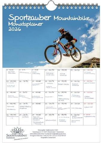 Sportzauber Mountainbike Planer DIN A4 Kalender für 2026 Fahrrad - Seelenzauber