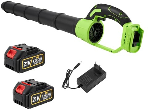 Akku-Laubbläser, 21 V, 185 km/h, 2 Akkus, 30.000 U/min, 500 W, kabelloser Gartenbläser mit Variabler Geschwindigkeit für Gartenpflege, Reinigung von Terrassen, Dachrinnen und Gräben, kabellos
