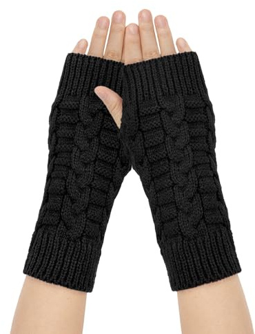 YAMEIZE Y2K Fingerlose Strick Handschuhe für Damen Herren Herbst Winter Warme Strick Handschuhe Outdoor Fahren