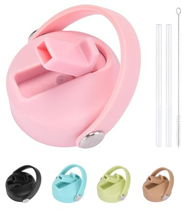 AOWVUTS Straw Lid for Hydro Flask Wide Mouth, Leakproof Lid for Hydro Flask Cup, 32 oz Flip Straw Lids Replacement fit for Hydro Flask Quencher, Sports Caps Water Bottle Accessories (Pink)