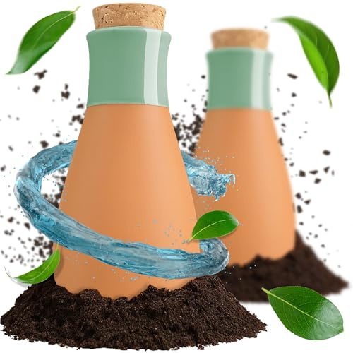 HOMEVERSITY® 2er Set Ollas aus Terrakotta (300ml) - Nachhaltige & automatische Pflanzenbewässerung für innen und außen ideal bei Abwesenheit - Wasserspender Pflanzen