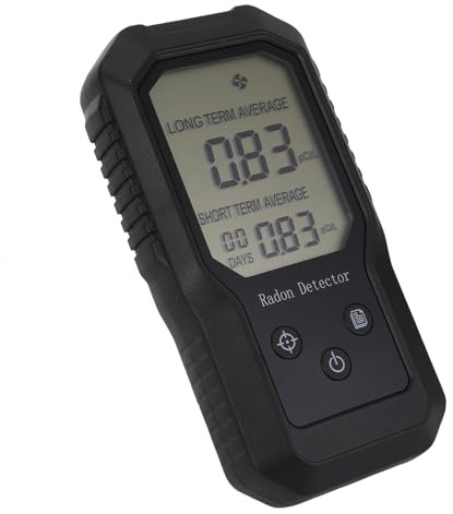 FTVOGUE Détecteur Numérique de Radon, Testeur de Gaz Radon Portable, Mesure Précise, Résultats Rapides à Court et à Long Terme, Idéal pour Les Tests Domestiques et Miniers