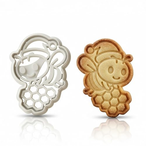 Weihnachtsbiene Keksausstecher – Ausstechform Biene mit Bienenwabe & Mütze – Plätzchen Ausstecher Weihnachten – Keksform für Bienenfreunde, Imker & Hobbybäcker