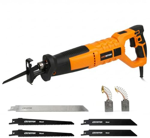 Extbtfor 850W Power Reciprocating Saw 6 Variable Speed 28MM Stroke Length | Power Reciprocating Saw with 5 Saw Blades for Wood,Metal Sheets and PVC Cutting