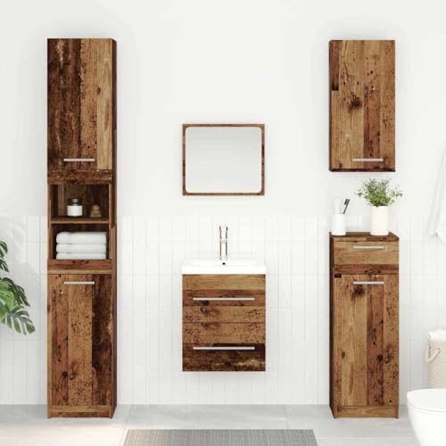 RCODSSK Armario para debajo del lavabo de madera antigua, 38,5 x 41 x 48 cm, estilo rústico, armario de baño montado en la pared para un almacenamiento práctico