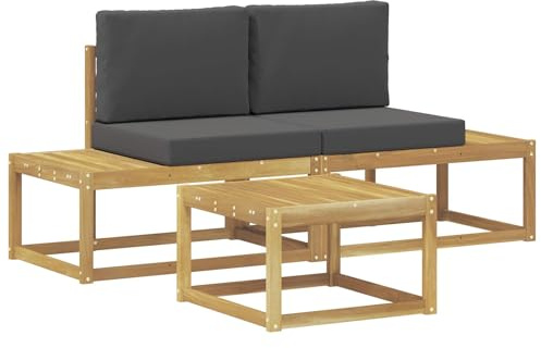 vidaXL Outdoor-Sofagarnitur 3 pcs Weiß und Anthrazit Polyester, Moderner Outdoor-Sofa, langlebiges Ecksofa für Garten, Terrasse, Bequeme Loungemöbel