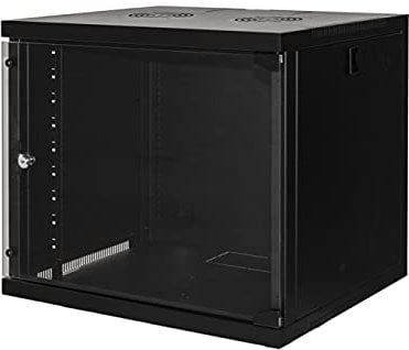 LINK LK1909UN armadio rack 19 9 unità da muro per reti con fianchi apribili e porta in vetro temprato nero dimensioni 54x45x48,5 cm capacità di carico 50 kg include kit montaggio