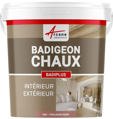 Badigeon Chaux Mur Intérieur, Façade Extérieure 5 kg Toulouse - Rose | Finition Mate Minérale, Microporeux, Laisse Respirer, Murs, Façade, Ciment, Pierre, Intérieur Extérieur - Arcane Industries