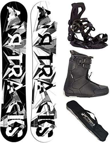 Airtracks Herren Snowboard Set Freestyle Freeride Board BWF Camber Wide 159 + Snowboard Bindung Master + Boots Master QL 40 + Sb Bag