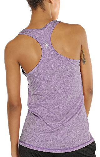 icyzone Damen Sport Top Fitness Yoga Shirt Ringerrücken atmungsaktives Sportoberteile Funktionsshirt