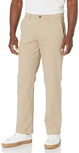 Amazon Essentials Pantalon chino extensible style décontracté coupe droite Homme, Havane, 38W / 32L