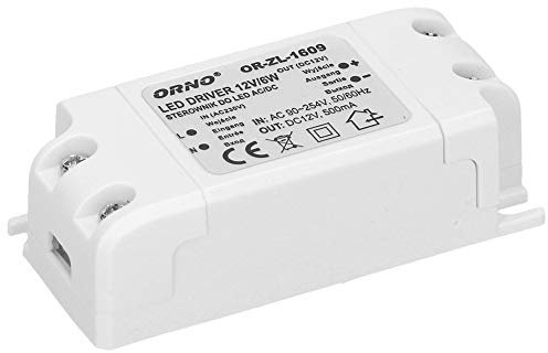 Orno Transformador 220v a 12v De CA a CC para G4 MR11 MR16 GU5.3 Bombillas LED o Tiras LED (6W-50W), IP20 (6W)…