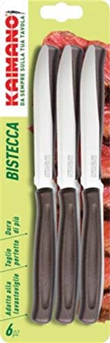 Kaimano 6 Coltello per bistecca Dinamik inox cm 11,5 vari colori 6 PEZZI (Marrone)