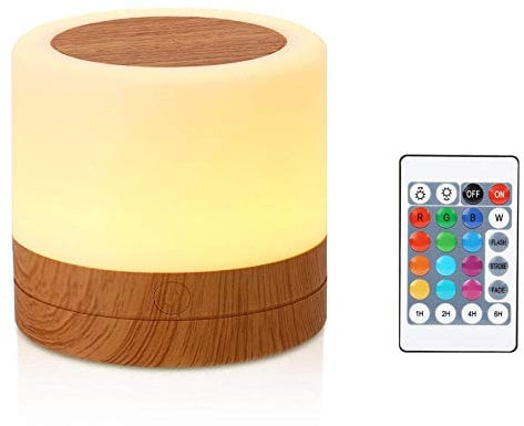 Taipow Mini Nachttischlampe, Kinder Nachtlicht/Fernbedienung Tischlampe/Dimmbar Farbwechsel Nachtlampe mit USB Aufladung Touch-Bedienung für Schlafzimmer/Kinderzimmer/Geburtstagsgeschenk