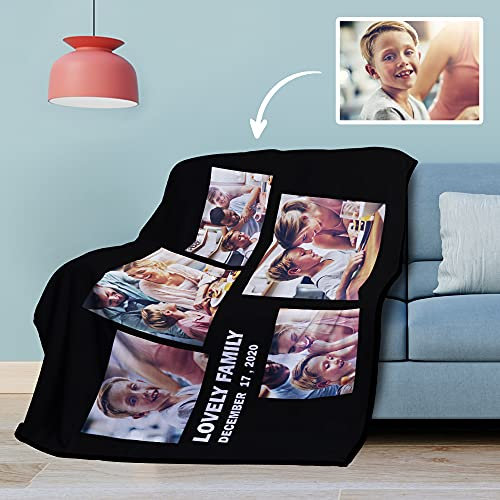 VEELU Fotodecke mit Eigenem Foto Name Super Weich - Decke Selbst Gestalten Bedrucken Lassen Kuscheldecke Personalisierte Geschenk für Freunde Familie Geburtstag Weihnachten 152 x 203cm