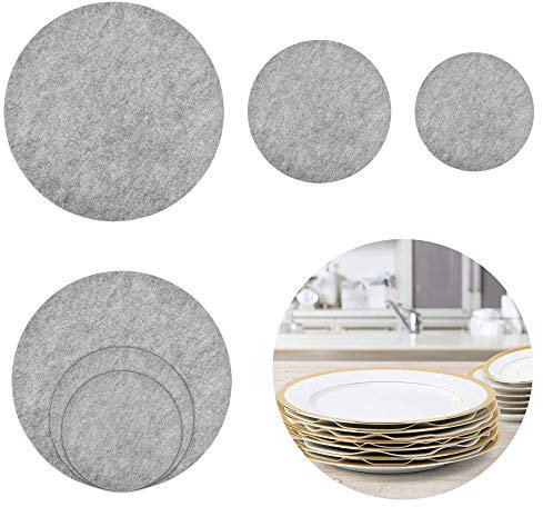 EMAGEREN 24 pcs Separador de Sartenes de Fieltro Protectores para Sartenes y Ollas Separadores de Placas Sostenedor de Pote de Estera Antideslizante para Evitar Rayar Ollas y Sartenes- Gris, 3 Tamaños