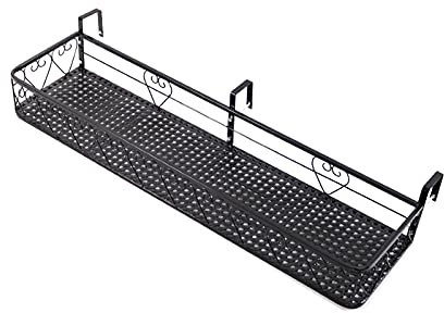 JLXJ Blumenständer Blumenregal Haken Hängen Blumenregal, Balkongeländer Pflanzgefäße Töpfe Körbe Halter für Den Außenbereich, Metall Pot Boxes Regal Zum Wandhängen (Size : 120×25×12cm)