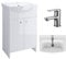 VBChome Badmöbel Weiß 60 cm Armatur Waschbecken mit Unterschrank Waschtisch Waschbeckenunterschrank Unterschrank Zugstange Badezimmerschrank 2 Türen Glanz Waschplatz Stand Standmöbel