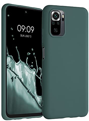 kwmobile Hülle kompatibel mit Xiaomi Redmi Note 10 / Note 10S Hülle - weiches TPU Silikon Case - Cover geeignet für kabelloses Laden - Blaugrün