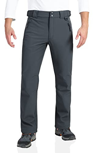 Outdoor Ventures Softshellhose Herren Wasserdicht Outdoorhose Winter Thermohose Warm Gefüttert Skihose Snowboardhose Winddicht Schneehose für Skifahren, Wandern, Trekking Dunkelgrau 34W/32L
