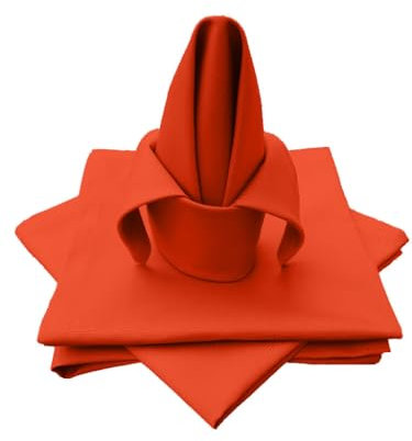Lemos Home Hochwertige Stoffserviette Tischtuch 4 Stück aus 100% Baumwolle Kollektion Konzept, Farbe & Größe wählbar (Stoffserviette 4er Set - 45x45cm, Orange)