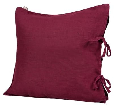 beties Leinen Kissenbezug ca. 80x80 cm 100% Leinen Stone-Washed Kopfkissenbezug mit Hotelverschluss (Merlot-rot)