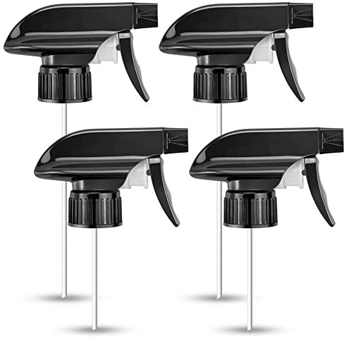 Black Trigger Sprayers Replacement Spray Nozzles with Mist Stream Sprayer for 8oz/16oz Glass Spray Bottles 4 Pack