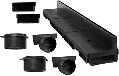 S-lon Schlitzrinne Set | 10 m | Typ 20 (Höhe 108 mm) | schwarz (Entwässerungsrinnen)