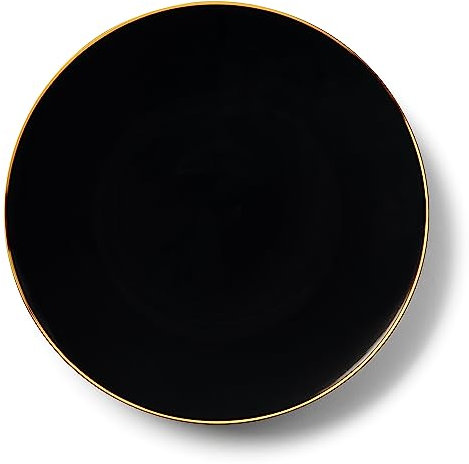 Decor Decorline - Premium Mehrweg Kunststoff Partygeschirr set - 32 Teile - Classic Combo - Schwarz/Gold - Stabil, Wiederverwendbares Teller Set -2 Größen (16x26cm, 16x19cm)