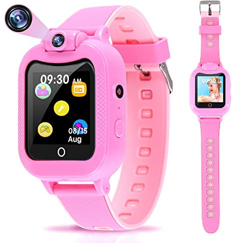 Orologio da polso per bambini con fotocamera digitale con giochi, lettore musicale, contapassi, radio FM, torcia elettrica, sveglia, touchscreen IPS da 1,5 per compleanno di ragazzi e ragazze