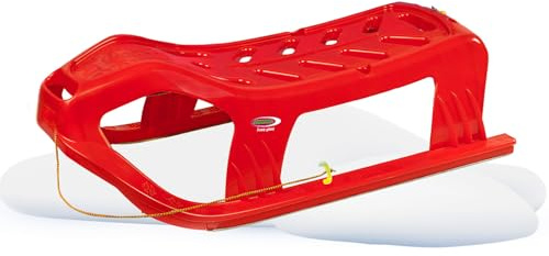 JAMARA 461120 Play Schlitten Snow-Star 90cm-Metallkufen, Seil mit Griff zum Ziehen, schlagzäher Kunststoff, rot