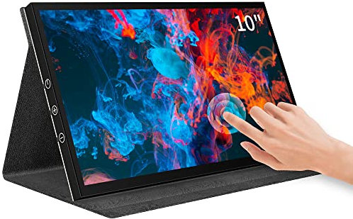Écran Tactile IPS de 10 Pouces pour Raspberry Pi 1024 × 600 Moniteur HDMI Écran Raspberry pi Portable avec Étui en Cuir pour Raspberry Pi 3B / 4B / Ordinateur Portable/Appareil Win OS