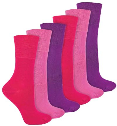 IOMI - 6 Pack Ladies Diabetic Bamboo Socks | Extra Wide Seamless Loose Non Elastic Socks for Women