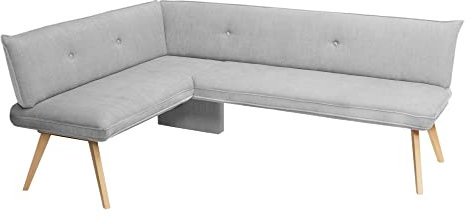 moebel-eins Grady I Eckbank, Gestell Massivholz/Stoffbezug, 160 x 210 cm, grau