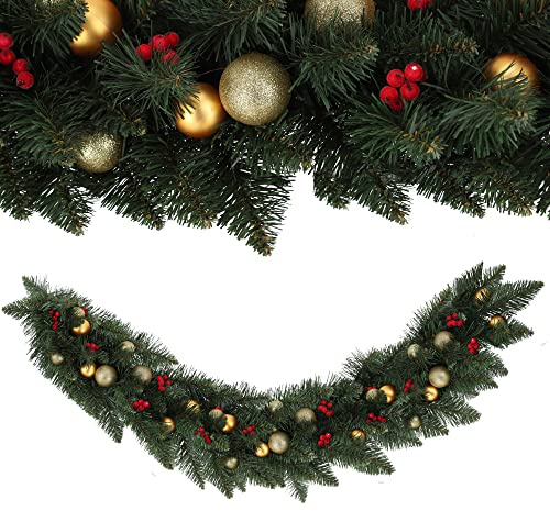 KADAX Christmas Garland 112 cm, Artificial Garland for Dinning Table and Fireplace Mantel, Decorative Tinsel for Indoor and Outdoor Use, Lush Garland