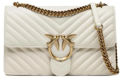 Pinko Damen Love ONE Classic Sheep NAPP Liebe EINEN KLASSISCHEN DC-SCHAFNAPP, Z14Q_Bianco SETA-Antique Gold