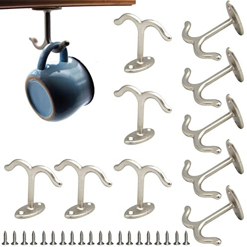 FanSiVoKe 10 Stück Zinklegierung Doppelhaken Schrank Kleiderschrank Handtuch Hut Haken Unter Schrank Regal (Matt Silber)