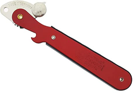 Apriscatole a leva con manico in metallo, apriscatole, rosso